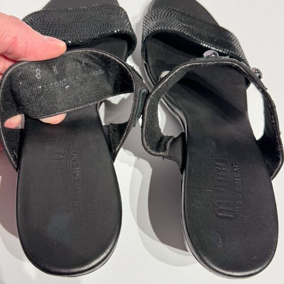 MUNRO AMERICAN Black Snakeskin Style Leather Heeled Slide Sandals Women Size 8N - Picture 7 of 14
